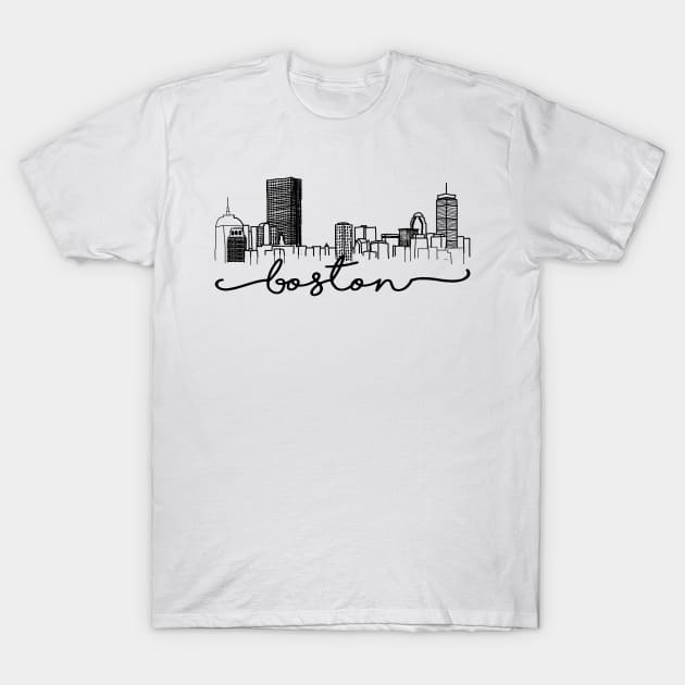 Boston Skyline T-Shirt by doodlesbydani